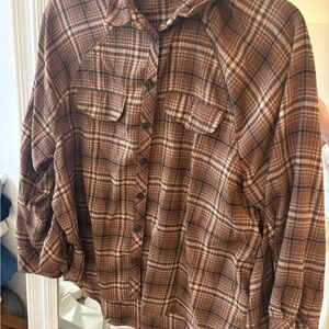 Wild Fable Tan Plaid Top